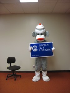 Sock Monkey visits for Children's Book Week